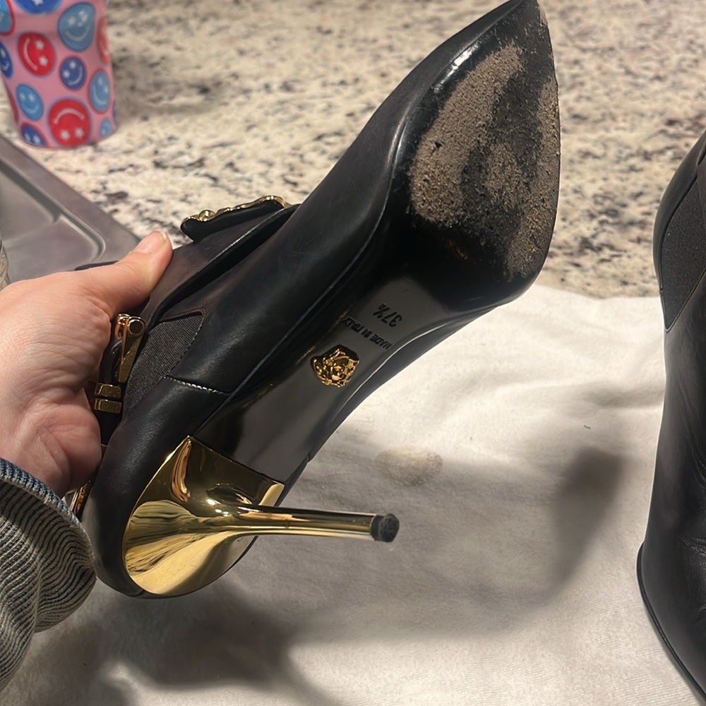Versace leather heel boots size 37 1/2 USA size 7 - Picture 12 of 12